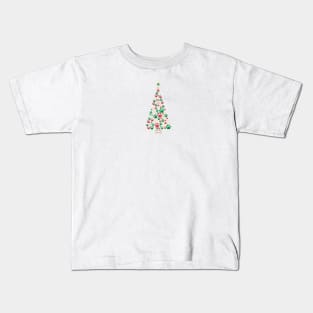 Christmas tree made of bone and paw prints Kids T-Shirt